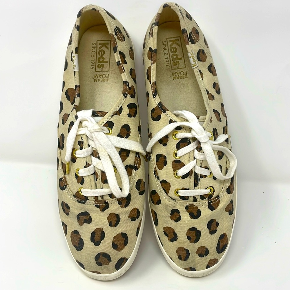 Keds Tan Brown Leopard Print Lace Dream Foam Sneakers Size 9 Excellent Condition